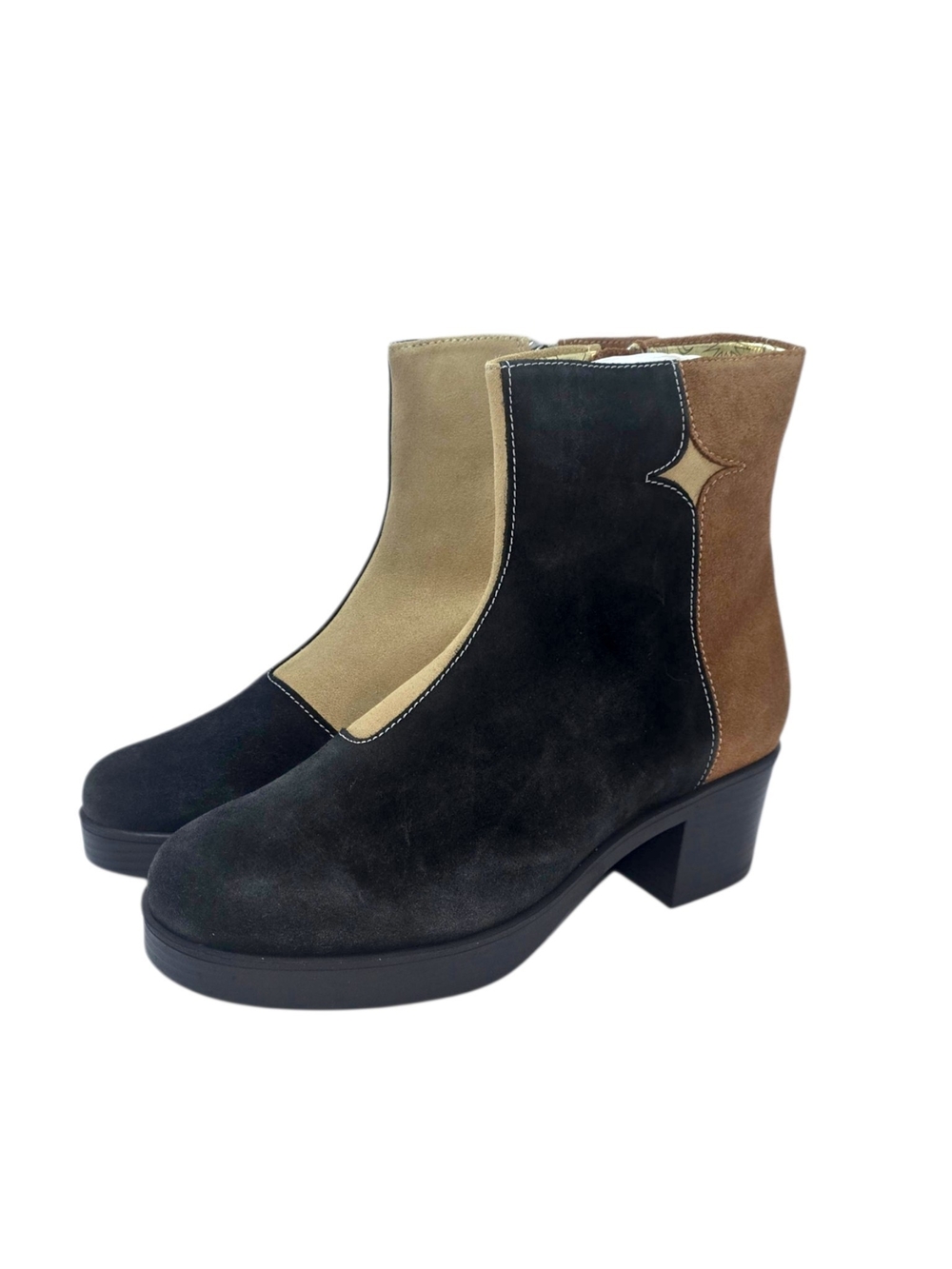 Lazo Luna Suede Platform Ankle Boots Womens 8 Colorblock NIB